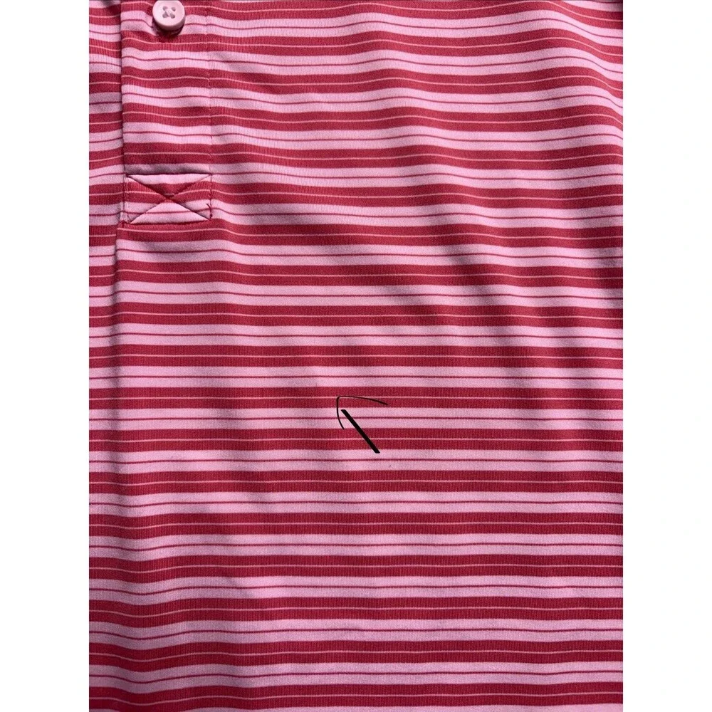 Bonobos Golf Men's XL Standard Fit Polo Shirt - Coral/White Striped Performance
